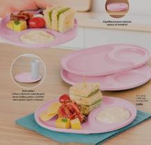 Kit Tupperware Prato Com Apoio 4 Peças Rosa Sonho