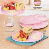 Kit Tupperware Prato com Apoio rosa 4 unidades