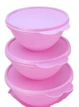Kit Tupperware Tigelas maravilhosa, rosa 3 peças originais