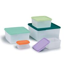 Kit tupperware transparente quadrada 5 peças