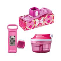 Kit Turbo Chef Super Mini Chef Fatiador e Ralador Rosa Tupperware