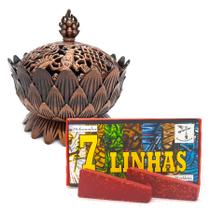 Kit Turíbulo Defumador Sete Linhas Defumador C/ 20 Tabletes - Flash