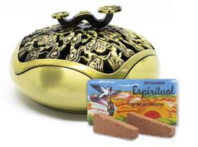 Kit Turíbulo Incensário De Mesa Metal e Defumador Espiritual - Flash