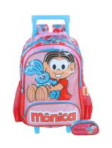 Kit Turma Da Monica Mochila Rodas + Estojo Triplo - Rosa