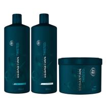 Kit Twisted Elastic Detangler Sebastian - Shampoo + Condicionador + Máscara - Tamanho Profissional