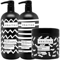 Kit Uberliss 1 Shampoo Pré-Liss 1 Emulsão Alisante 950ml 1 Máscara Haircovery 450ml Avlon