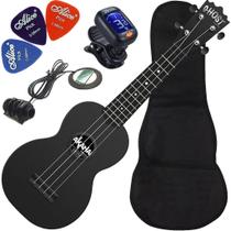 Kit Ukulele Akahai Ghost Soprano Elétrico Hawaii Volcano