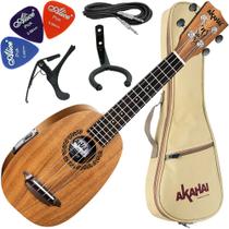 Kit Ukulele Concerto Elétrico Akahai AKP-24E Pineapple Ativo e Bag