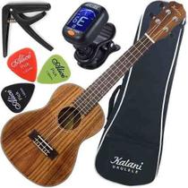 Kit Ukulele Kalani Concerto Kal330ck Koa Cordas Aquila + Bag