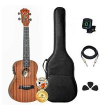 Kit Ukulele Seizi Bali Concert Elétrico Tobacco Completo