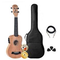 Kit Ukulele Seizi Bali Soprano Elétrico Okume Completo