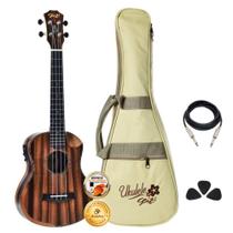 Kit Ukulele Seizi Bora-Bora Crush Tenor Elétrico Completo