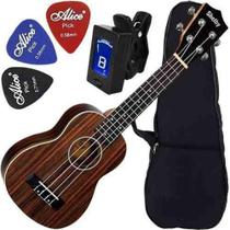 Kit Ukulele Soprano 21 Capa Palheta + Afinador Su21R Shelby