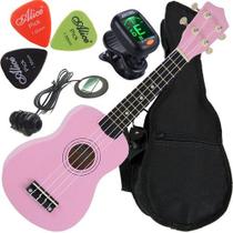 Kit Ukulele Soprano Elétric Rosa Com Capa Uks-01 Pi Andaluz