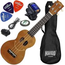 Kit Ukulele Soprano Elétrico Mahalo Série U-Smile Marrom