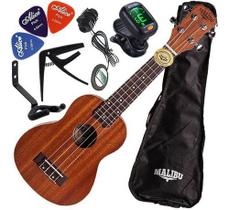 Kit Ukulele Soprano Eletroacústico Cordas Aquila 21s Malibu