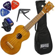 Kit Ukulele Soprano Mahalo Marrom Mk1 TBR Aquila Com Capa