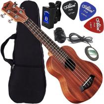 Kit Ukulele Tagima Soprano Elétrico Canhoto Mogno Havaí 21k