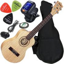 Kit Ukulele Tenor Eletroacústico Shelby Su25d Cedro Branco