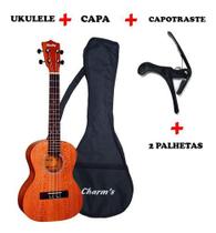 Kit ukulele tenor fosco acústico su25m shelby +capa + capotraste + 2 palhetas