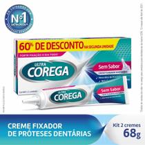 Kit Ultra Corega Creme Fixador De Dentadura Sem Sabor 68/70gr - 60% Off Na 2ª Unid.