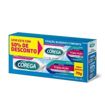 Kit Ultra Corega Tripla Ação Sem Sabor Creme Fixador De Próteses 70g + Creme Fixador De Próteses 20g
