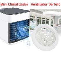 Kit Um Mini Climatizador De Ar Umidificador + um Ventilador De Teto Com Controle Remoto 36W