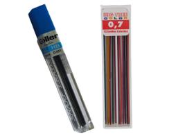 kit um tubo de grafite preto 0.7 mm + um tubo de grafite colorido 0.7 mm