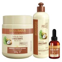 Kit Umectante finalização e umectação 1 Banho 500ml 1 Finalizador 500ml 1 Óleo capilar de coco 40ml Kit Umectante finalização e umectação 1 Banho 500ml 1 Finalizador 500ml 1 Óleo capilar de coco 40ml