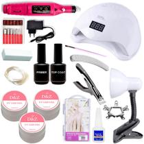 Kit Unha Acrigel Gel Porcelana Fibra Unhas 48w Led Uv Nails Bivolt Alongamento Unhas - Exclusivo S22 - D&Z