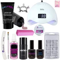 Kit Unha Acrigel Polygel Unhas de Gel+Cabine+Pincel Espatula