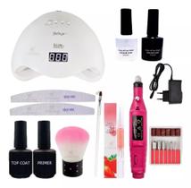 Kit Unha Esmaltação Gel Cabine Lixa Elétrica Nail Designer