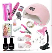 Kit Unha Gel Acrigel Profissional Lixadeira Cabine Luminaria