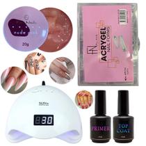 Kit Unha Gel Profissional Com Cabine Molde F1 Quadrado Nail