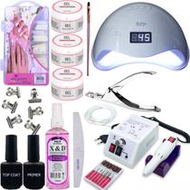 Kit Unha Gel Unhas Fibra Vidro Lixa Cabine Promo