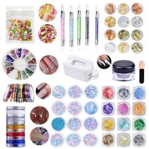 Kit Unha Strass Decoração Glitters Frutinhas Unhas Ouro