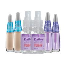 Kit Unhas 2 Base Bomba 2 Verniz Extra Brilho 2 Óleo Secante