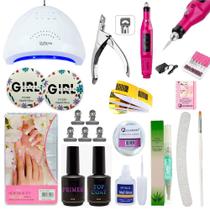 Kit Unhas Acrigel Manicure Alongamento Lixadeira Caneta Tips