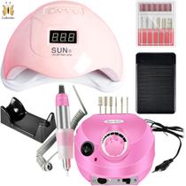 Kit Unhas Cabine Sun + Lixadeira de Unhas Motor Porquinho Elétrica