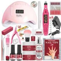 Kit Unhas de Gel Cabine Sun 5 LED UV 48w Digital Lixadeira Elétrica Caneta Tips Acrigel Kit Unhas de Gel Cabine Sun 5 LED UV 48w Digital Lixadeira Elétrica Caneta Tips Acrigel