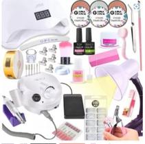 Kit Unhas em Gel Completo Profissional Manicure Cabine Sun5 Lixadeira Porquinho