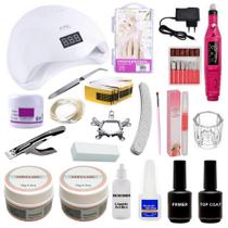 Kit Unhas Gel Acrigel Fibra Porcelana Pinça de Curvatura Completo N11 - Make&Cupcake