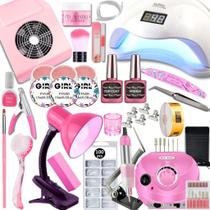 Kit Unhas Gel Alongamento Completo Lixadeira Elétrica Motor Porquinho Profissional Cabine Sun5 LIXADEIRA E COLETOR:LIXAD