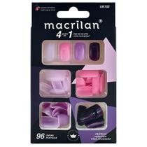 Kit Unhas Postiças 4 em 1 - Tamanho Médio - Lilás - Macrilan - UK102