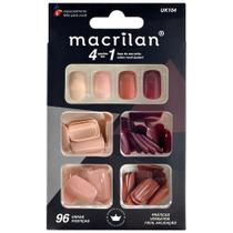 Kit Unhas Postiças 4 em 1 - Tamanho Médio - Nude - Macrilan - UK104