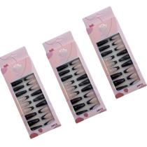 Kit Unhas Postiças Decoradas Pretinho Básico