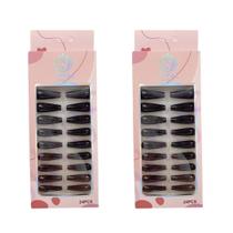 Kit Unhas Postiças Preto Básico Elegância