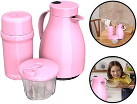 Kit Unibaby Conjunto De Garrafas Térmicas Quente E Frio + Pote Dosador Para Leite Em Pó Unitermi