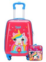 Kit Unicórnio Mini Mala Viagem Bordo + Lancheira Térmica