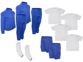 Kit Uniforme Escolar Cojunto Helanca Elanca Completo Azul Royal